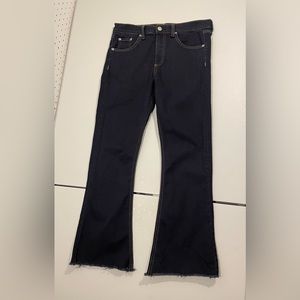 rag & bone Size 27 Crop Flare Women’s Jeans Dark indigo Frayed Hem Five Pocket